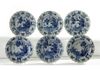 A set of six Chinese blue and white moulded ‘twin geese’ dishes