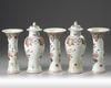 A Chinese famille rose five-piece garniture