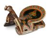 A LACQUERED AND BONE DECORATED WOOD SADDLE, UZBEKISTAN, 19TH CENTURY