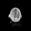 A PERSIAN CRYSTAL ROCK CARVED SILVER RING, 19TH CENTURY