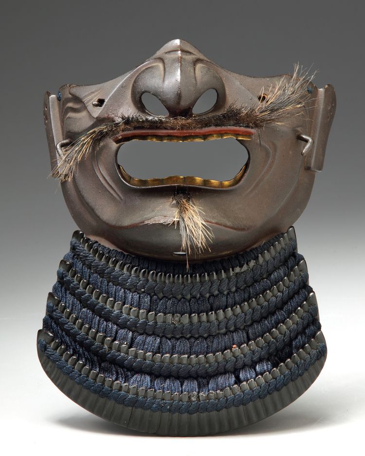 A JAPANESE DARK IRON 'ANGRY OLD MAN'  FACIAL MASK (MEN YOROI)