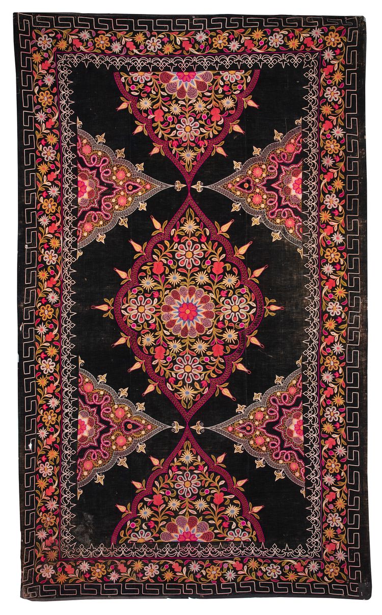 EMBROIDERED HANGING PANEL, BUKHARA, UZBEKISTAN, 19TH CENTURY