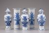 Five blue and white porcelain vases