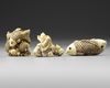 A GROUP OF THREE JAPANESE IVORY NETSUKES, 20TH CENTURY