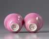Two Chinese rose glazed cups