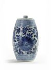 A Chinese blue and white barrel-shaped gin cask