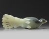 A CHINESE PALE CELADON AND GREY JADE PEACOCK, 19TH CENTURY