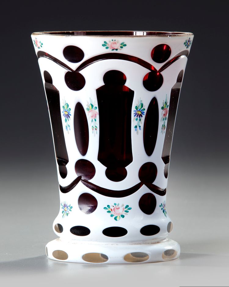 A BOHEMIAN OVERLAY GLASS GOBLET, CIRCA 1880