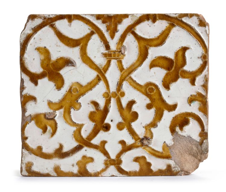 A CUERDA SECA TILE, SPAIN, 15TH CENTURY