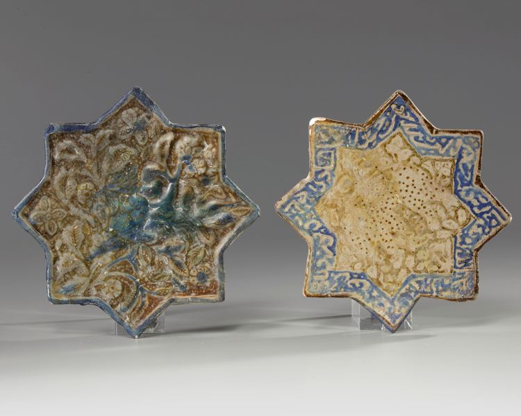 Two Kashan star shaped tiles