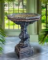 A CARVED VARIEGATED GREEN MARBLE BASIN OR CISTERN, LATE 19TH OR EARLY 20TH CENTURY
