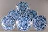 Six Chinese blue and white dishes