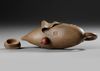 A CHINESE YIXING POTTERY TEAPOT  IN THE FORM OF A CORN COB, SURMOUNTED BY A MOUSE, 20TH CENTURY