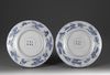 A pair of blue and white 'Eight Immortals' dishes