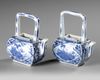 A PAIR OF CHINESE BLUE AND WHITE TEAPOTS WITHOUT LIDS, KANGXI PERIOD