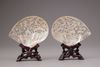 A pair of Cantonese carved mother-of-pearl seashells