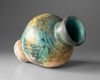 A RAQQA TURQUOISE AND BLACK GLAZED POTTERY VASE, SYRIA 12TH-13TH CENTURY