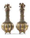 A PAIR OF GILT SILVER VASES WITH COVERS, TURKEY, 19TH CENTURY