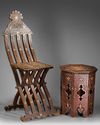 A DAMASCUS MOTHER OF PEARL-INLAID WOOD FOLDING CHAIR, SYRIA, LATE 19TH CENTURY