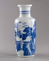 A CHINESE BLUE AND WHITE ROULEAU VASE