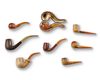 A COLLECTION OF EIGHT PIPES WITH AMBER