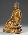 A CHINESE GILT AND BRONZE FIGURE OF BUDDHA, 19TH CENTURY
