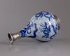 A blue and white silver mounted pear shaped 'dragon' vase, yuhuchunping