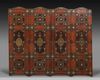 A FOUR PANEL LEATHER SCREEN, DATED 1346 AH /1927-28 AD