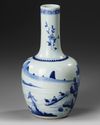 A CHINESE BLUE AND WHITE BOTTLE VASE, QING DYNASTY (1644-1911)