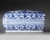 A CHINESE BLUE AND WHITE RECTANGULAR DRAGON BOX AND COVER, QING DYNASTY (1644–1911)
