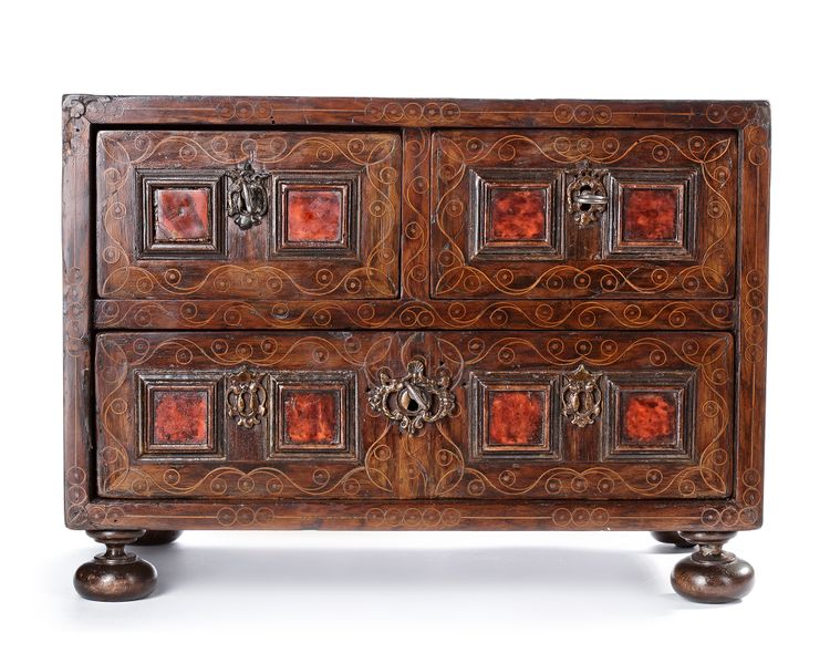 A SPANISH TORTOISESHELL INLAID WOODEN CABINET FOR THE ISLAMIC MARKET, 18TH CENTURY
