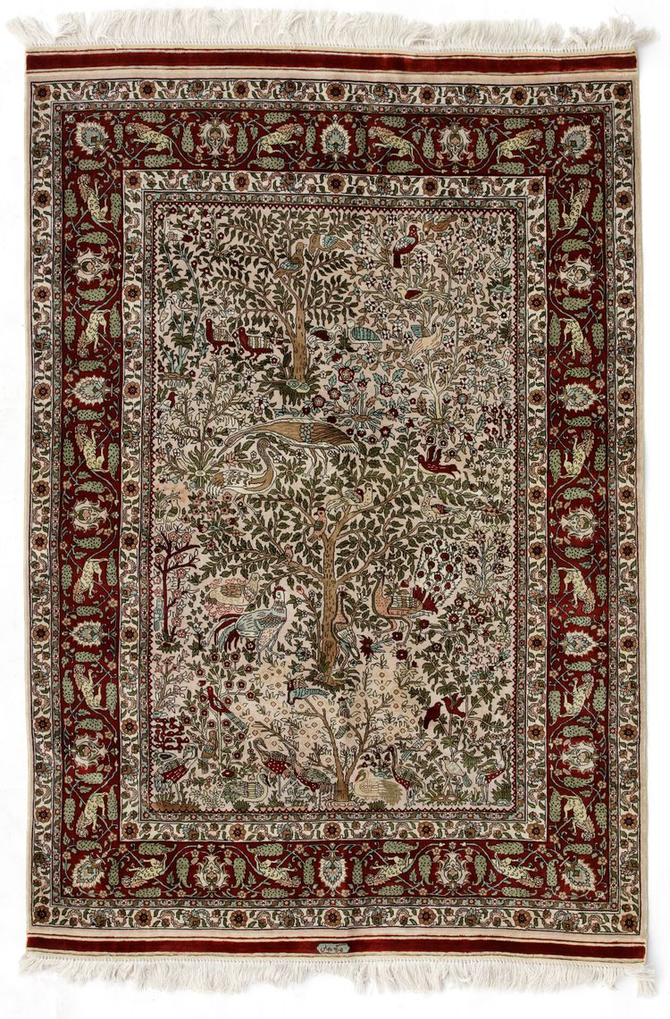 A SILK PRAYER RUG