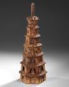 A CHINESE HUANGHUALI WOOD CARVED PAGODA, 17TH CENTURY