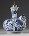 A Chinese blue and white silver-mounted kendi