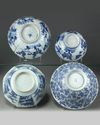Four Chinese blue and white bowls