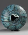 A LARGE RAQQA UNDERGLAZE PAINTED POTTERY EWER, SYRIA, 12TH-13TH CENTURY