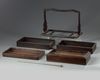 A CHINESE HONGMU THREE-TIERED PICNIC BOX, TIHE 