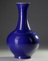 A CHINESE POWER BLUE GLAZED BOTTLE VASE, QING DYNASTY (1644-1911)