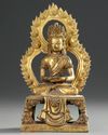 A CHINESE GILT BRONZE SEATED FIGURE OF BUDDHA AMITAYUS