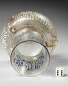 A SYRIAN ENAMELED AND GILDED CLEAR GLASS MOSQUE LAMP, SYRIA, 17TH-18TH CENTURY