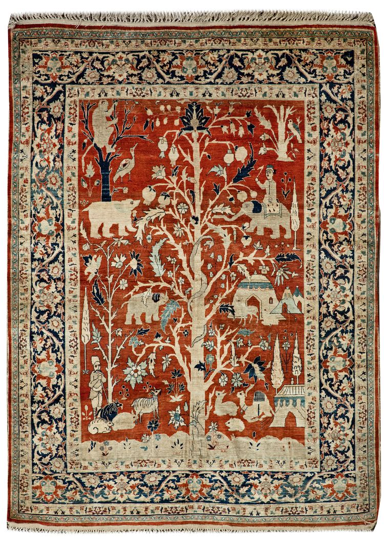 A SILK HERIZ RUG, NORTH WEST PERSIA, 19TH CENTURY
