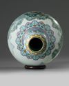A Chinese turquoise-ground famille rose garlic head vase