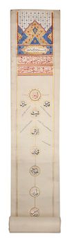 A LARGE OTTOMAN GENEALOGICAL SCROLL (SILSILENAME), TURKEY, 18TH CENTURY