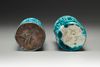 Two Chinese turquoise-enamelled 'Three Friends of Winter' brush pots, bitong