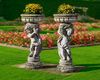 A PAIR OF SCULPTED LIMESTONE PEDESTAL PLANTERS, LATE 19TH CENTURY