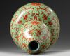 A Chinese lime green ground iron red decorated double gourd vase