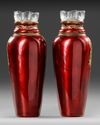 A PAIR OF RED ENAMEL VASES, AUSTRIA, 19TH CENTURY