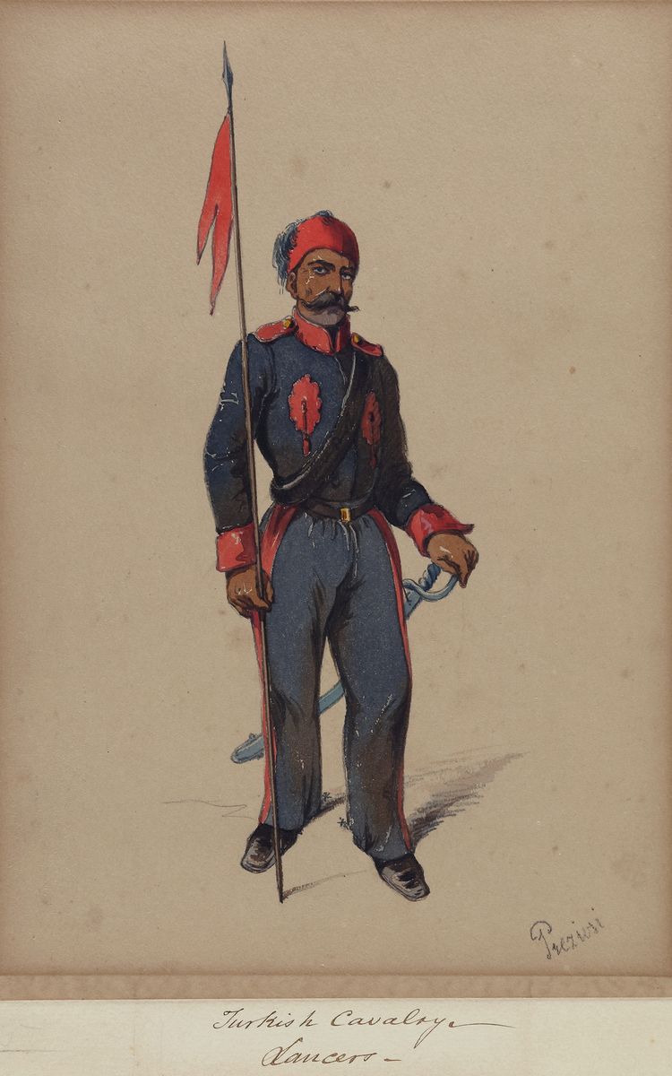 A painting depicting Turkish Cavalry, Lancers
