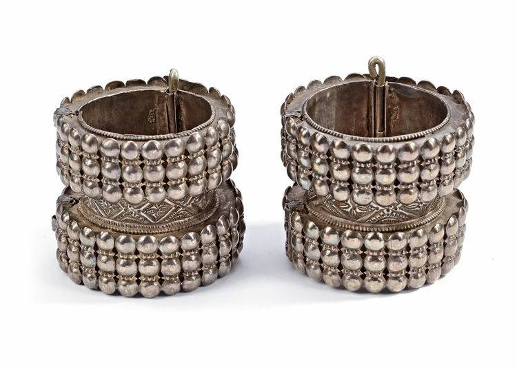 A PAIR OF AFGHAN SILVER BRACELETS, EARLY 20TH CENTURY
