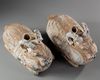 A PAIR OF TERRACOTTA VESSELS IN THE FORM OF A RAM, HAN DYNASTY (206 BC-220 AD)